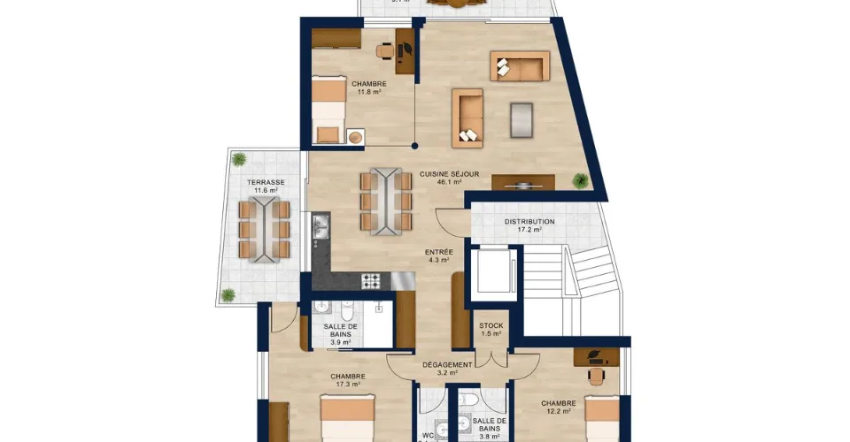 ERABLE 11 Nouvelle PPE de standing Rez-jardin 4,5 pces 108,8 m² jardin 138,7 m² + 2 terrasses – photo 6 sur 25