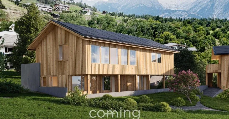 Cheminée, vue sur la montagne et liberté d'aménagement - maison neuve compacte à Bürchen, ensoleillée – photo 11 sur 24