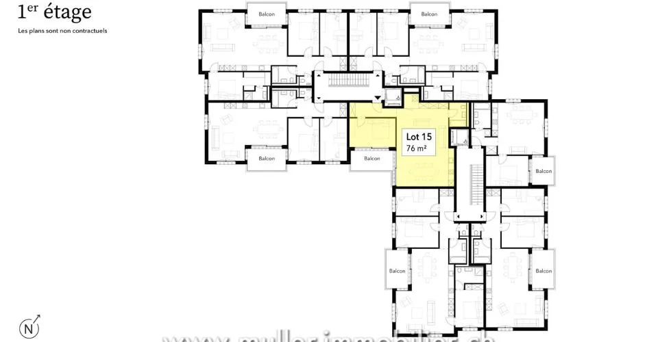 Zweieinhalb-Zimmer-Wohnung mit Balkon und freier Sicht, 5 Minuten von Romont entfernt – Foto 17 von 19