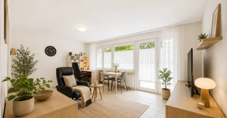 Appartement lumineux de 2.5 pièces avec balcon et vue panoramique sur les Alpes valaisannes à Loèche-les-Bains – photo 3 sur 22