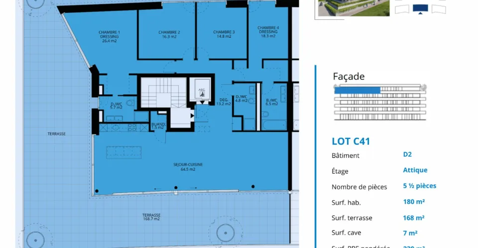 UNIQUE! Attique de 5.5 pièces de 180m2 bénéficiant d'un rooftop terrasse de 168m2 avec vue panoramique sur le lac et les Alpes – foto 13 di 27