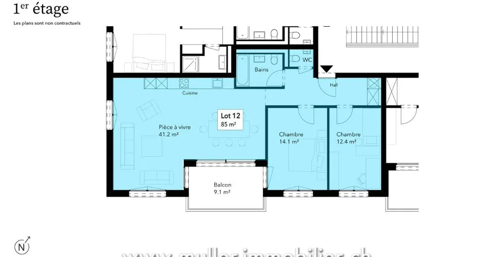 3.5 Zimmer Wohnung in Siviriez – foto 5 di 17