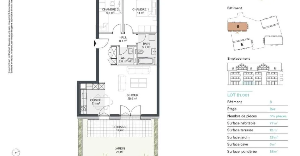 Nouvelle promotion ! Appartement 3,5 pièces en rez de jardin. – photo 9 sur 16