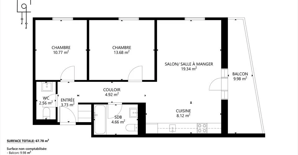 Bel appartement 2 chambres à 10min de Payerne, entièrement équipé
