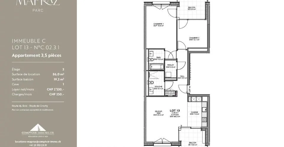 Appartements neufs 3.5 pièce à Ecublens dès 86 m² - www.mapraz-parc.ch