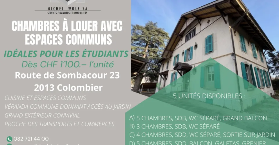 Unité avec espaces communs à Colombier