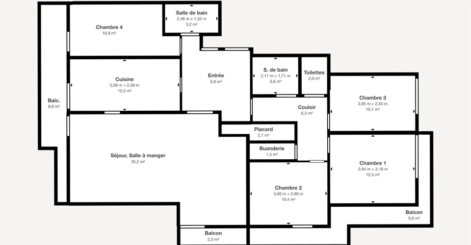 Superbe appartement 4 chambres avec 3 balcons – Route de Frontenex 114, Genève !