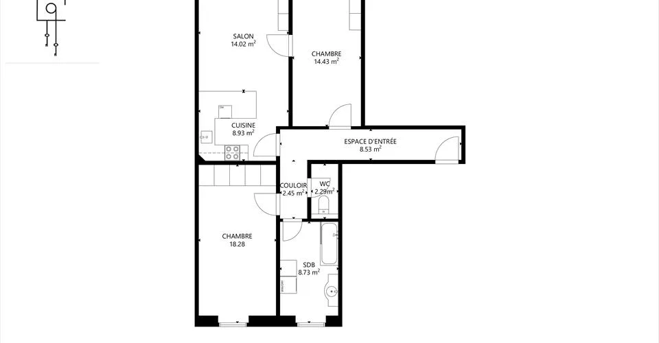 Magnifique appartement de deux chambres dans un immeuble de standing