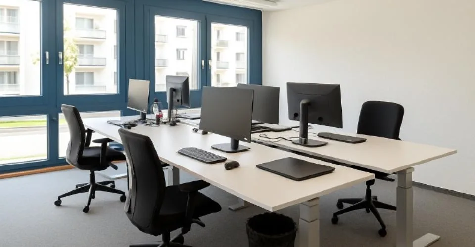 Bureaux en plein centre de Lucerne, avec places de parking devant l'immeuble et accès direct à la piste cyclable du Freigleis.