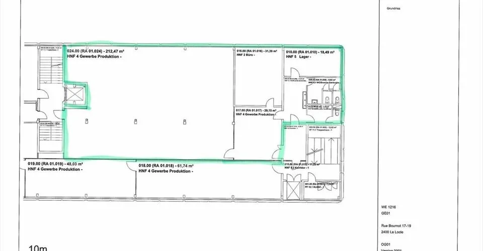 Surface administrative d'env. 290m2 à louer au 1er étage au Locle