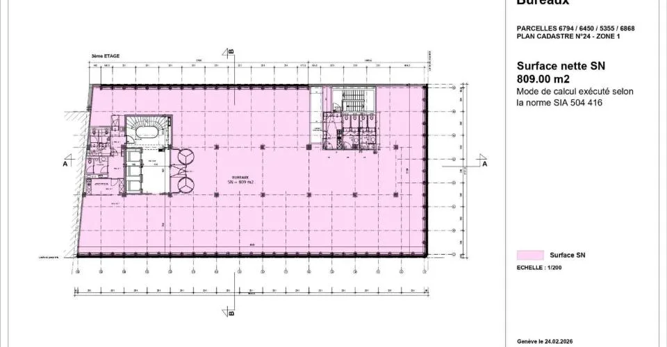 Rue du Rhône – CHF 1'000.--m2-an - Bureaux d'environ 804 m2 - 3ème étage