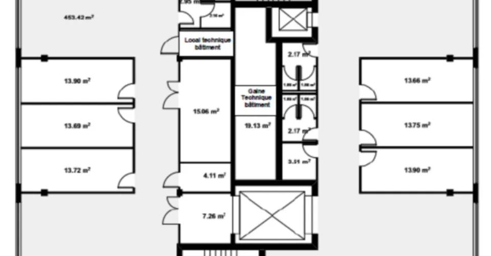 Locaux de 860 m2 au 2ème étage Zone FTI