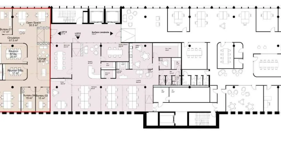 À louer – Bureaux bruts à aménager au Quartier de l'Étang