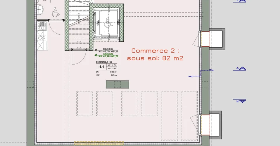 Arcade-bureau-local commercial à louer 100 & 130 m2 env.