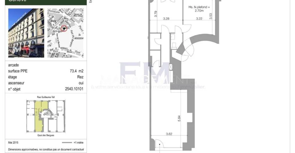 Rive droite, Quai des Bergues - Arcade d'environ 73.40 m2 PPE
