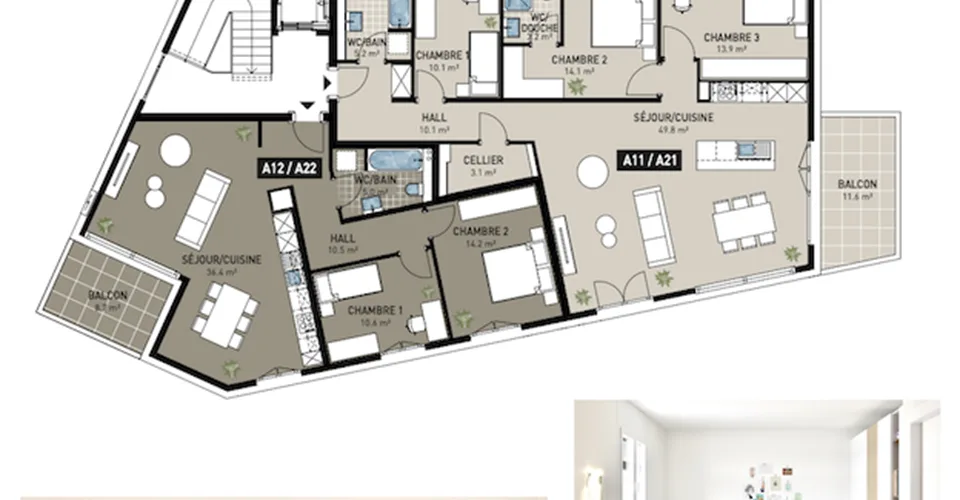 Magnificent 4.5-room apartment with balcony in Attalens (A11) – photo 6 of 14