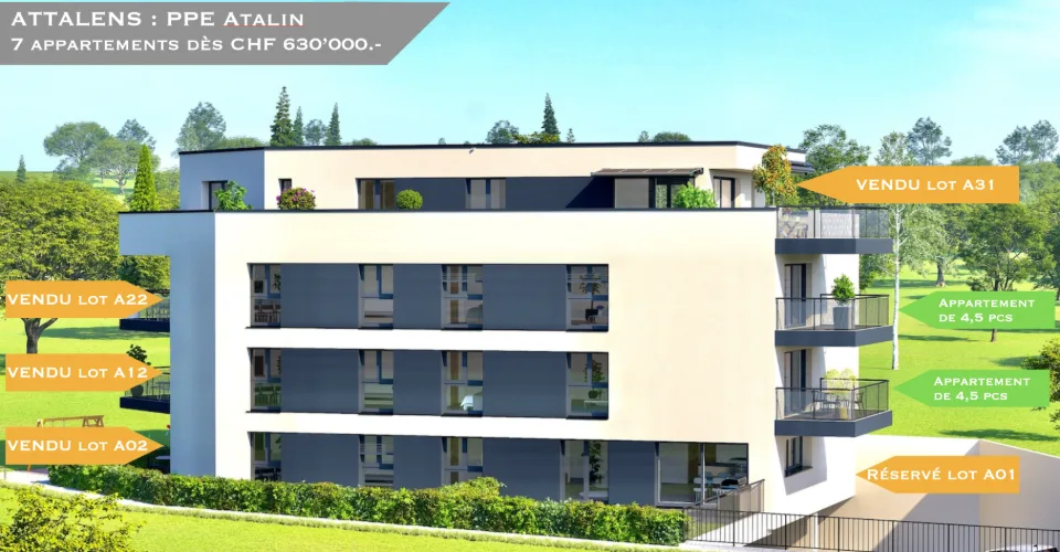 Magnificent 4.5-room apartment with balcony in Attalens (A11) – photo 2 of 14