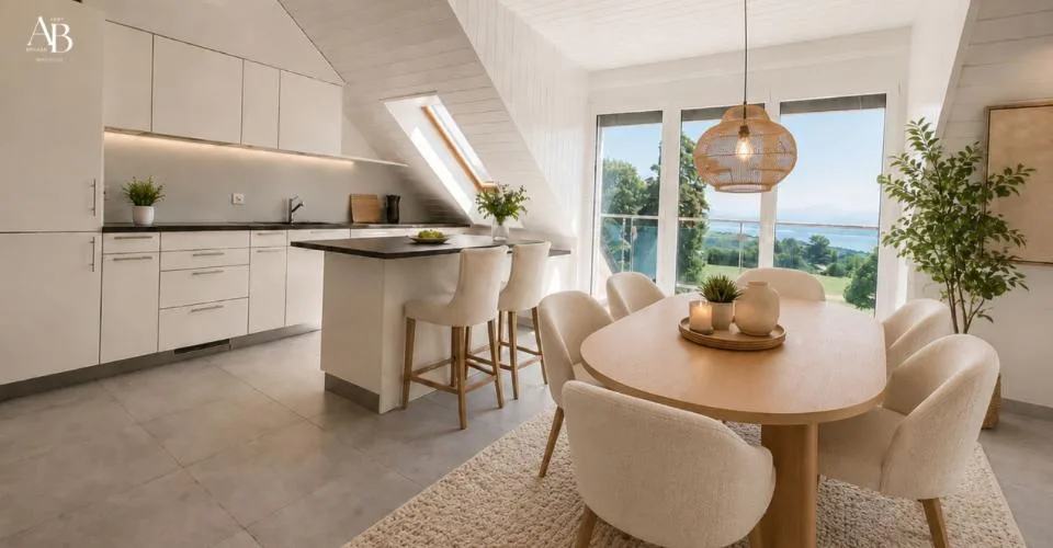 En exclusivité, Duplex vue lac et Mont-Blanc, centre Village à Arzier
