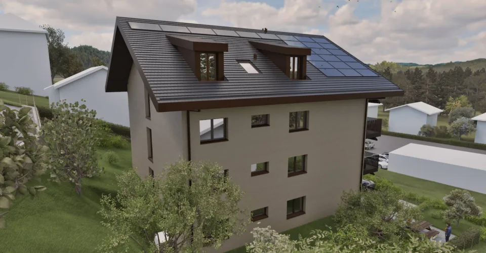 Magnifique appartement neuf de 4½ au rez supérieur avec 2 balcons, jardin privatif et vue dégagée