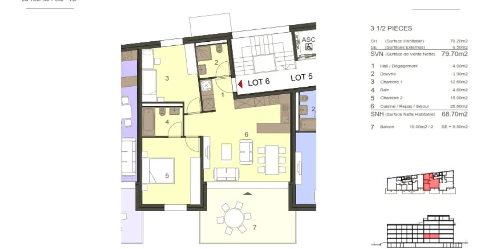 Appartement neuf 3,5 pièces, Lot 6 avec Terrasse à Tour-de-Peilz