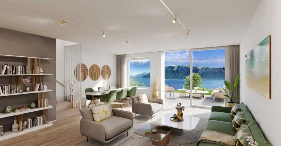 Proche Vevey, nouveau projet de 3 villas de 5.5 pces - vue panoramique