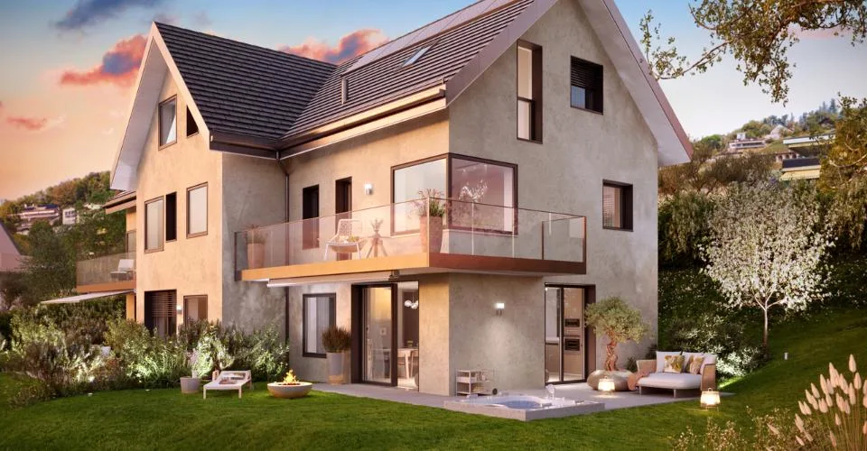 Proche Vevey, nouveau projet de 3 villas de 5.5 pces - vue panoramique