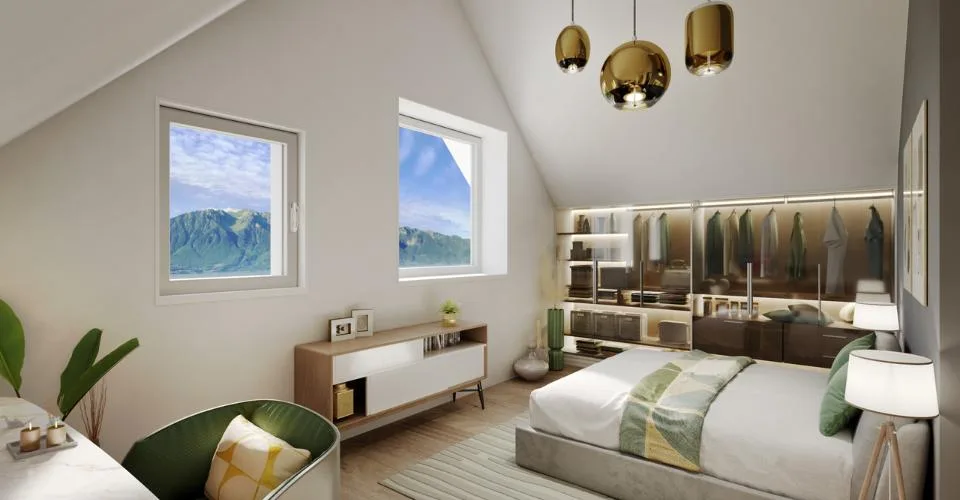 Proche Vevey, nouveau projet de 3 villas de 5.5 pces - vue panoramique
