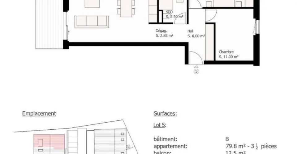 Appartement de 3.5 pièces avec balcon et vue sur le Jura