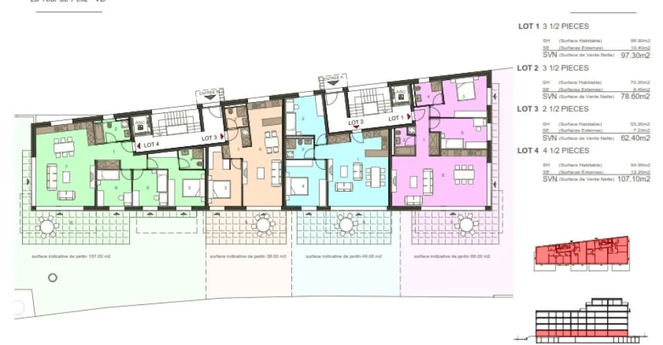 Appartement neuf 3,5 pièces, Lot 1 avec à La Tour-de-Peilz