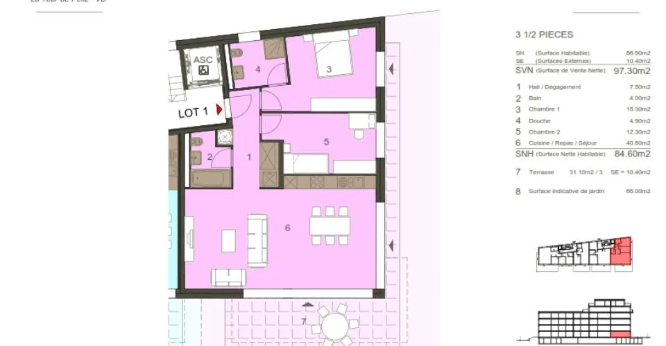 Appartement neuf 3,5 pièces, Lot 1 avec à La Tour-de-Peilz