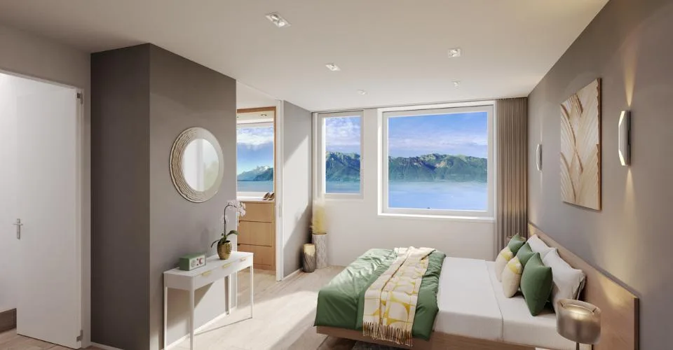 A quelques pas du lac Léman, villa mitoyenne de standing, vue panoramique