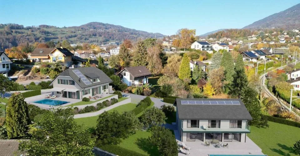 Villa individuelle neuve avec piscine, cadre résidentiel