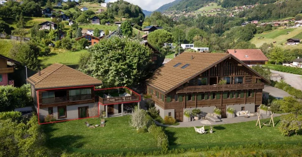 Ancien "pressoir" entièrement rénové en chalet 4.5 pièces - jardin privatif