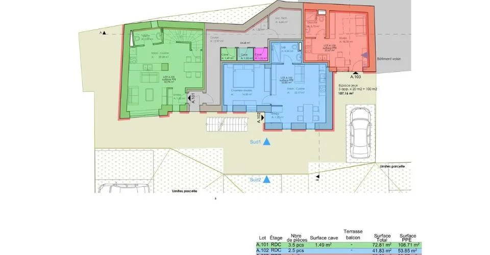 Immeuble de 5 appartements à rénové avec permis de construire en force