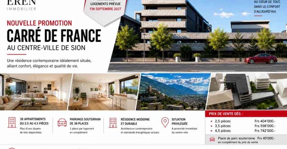 Appartement 3,5 pièces neuf au centre ville de Sion