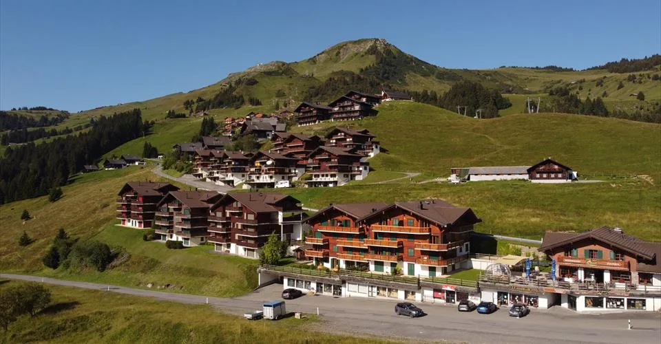 Magnifique appartement avec terrasse fleurie, cabane, jacuzzi privé, directement à côté des pistes de ski