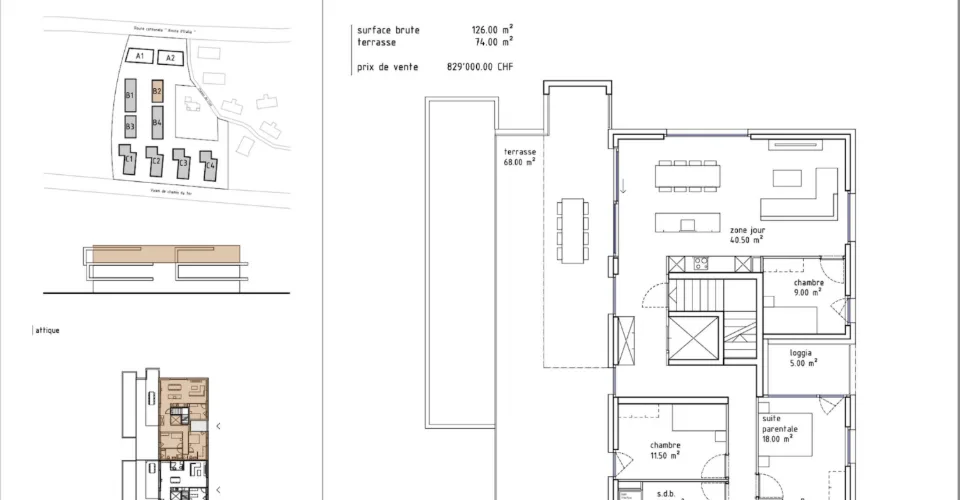 Appartement en attique de 4.5 pièces à Uvrier