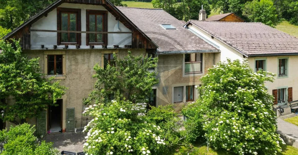 Ferme mitoyenne rénovée avec logements, grange et terrain à bâtir