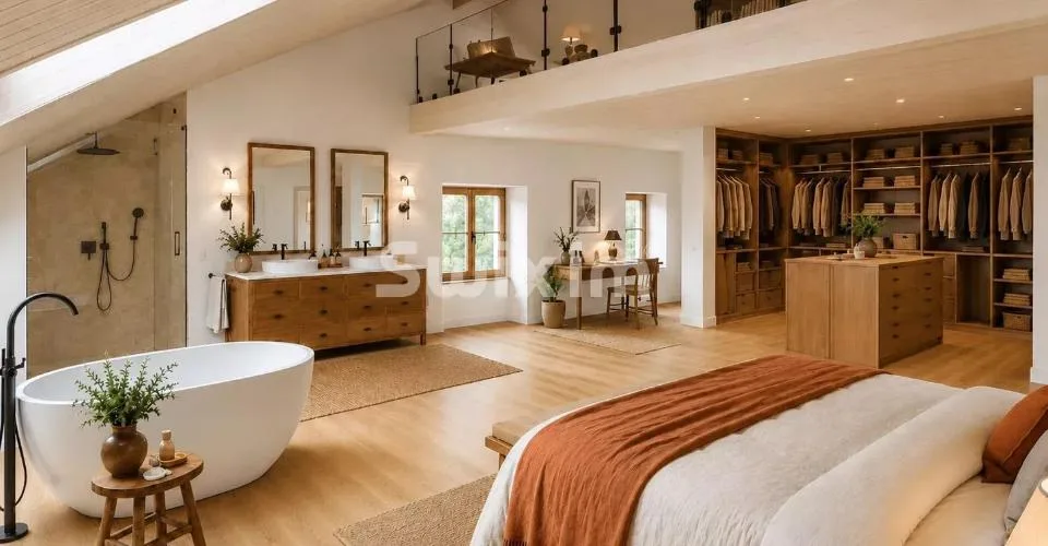 Dans une belle demeure avec jardin, un logement entièrement rénové ave