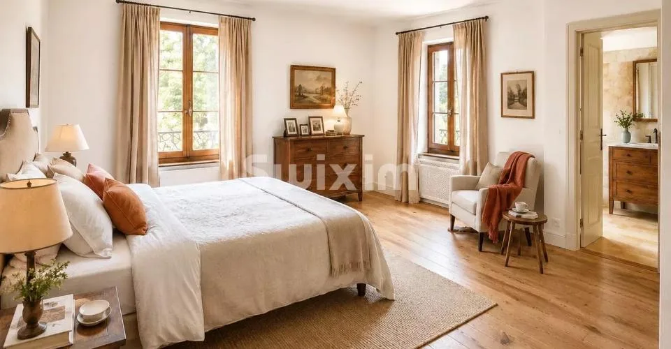 Dans une belle demeure avec jardin, un logement entièrement rénové ave