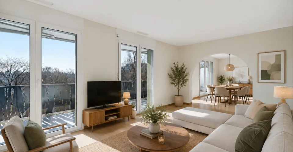 Exclusivité : attique traversant de 5 pièces avec généreuse terrasse et balcon