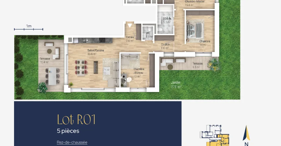 (DERNIER LOT DISPONIBLE) : 5 pièces avec jardin privatif 270 m²