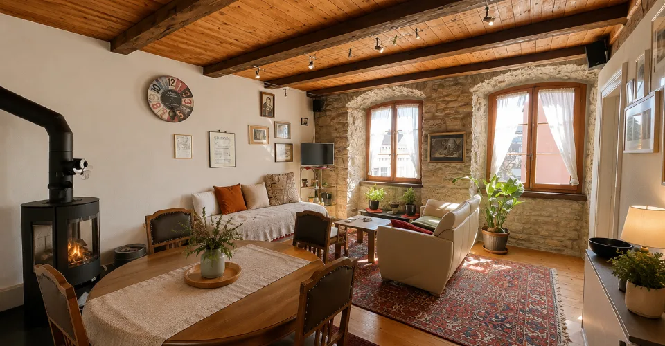 Charmant appartement 3,5 pièces de 85 m² avec poêle à bois — Prix attractif