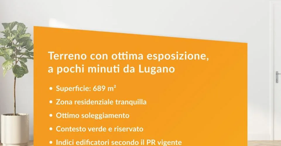 Terreno con ottima esposizione a pochi minuti da Lugano