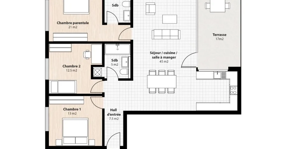 Geräumige moderne 4,5-Zimmer-Wohnung