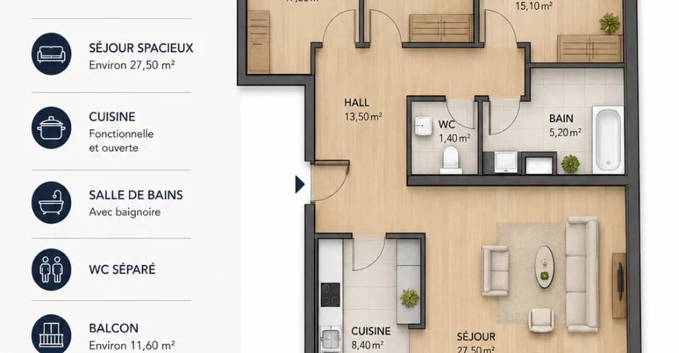 Appartement familial au cœur de La Croisée