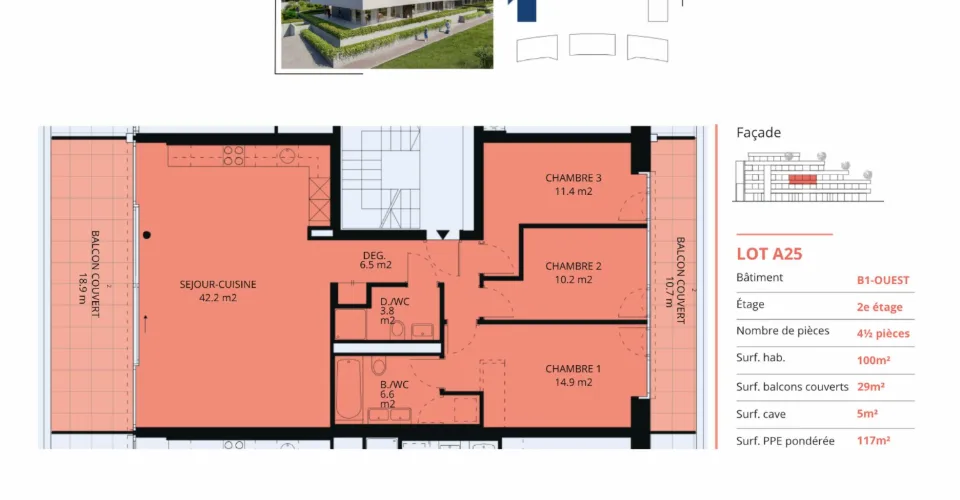 Appartement neuf de 4.5 pièces avec balcons couverts – photo 12 of 13