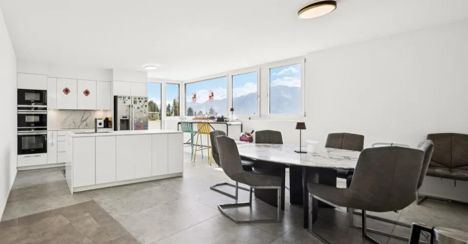 Vue panoramique pour cette villa contemporaine