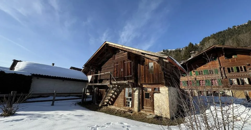 Demi-chalet à rénover avec grande grange