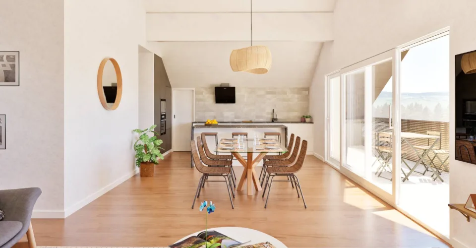 Superbe appartement mansardé neuf de 4½ dans les combles avec balcon et vue dégagée